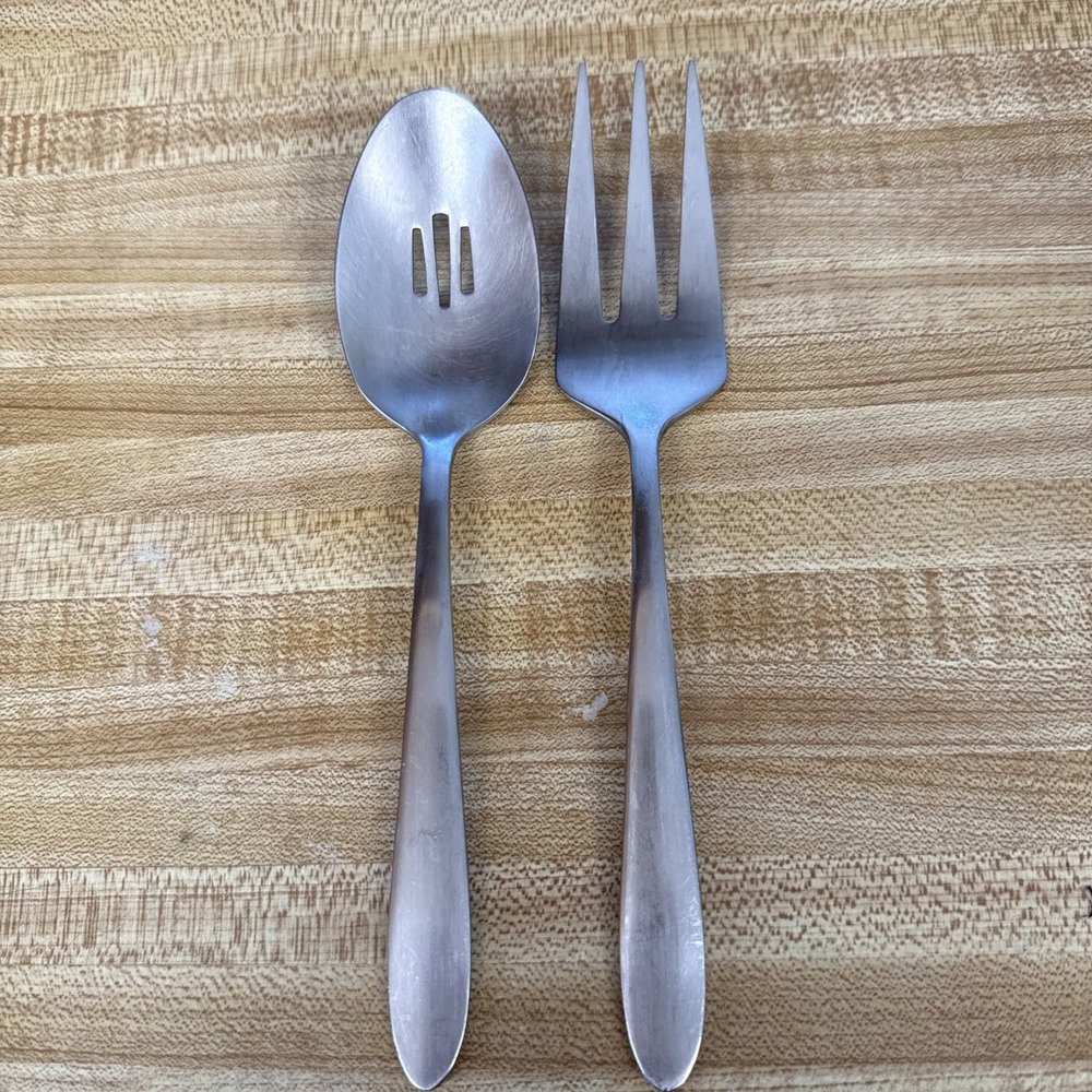 Oneida  Stainless Steel Serving Set-Slotted Spoon & Meat Fork-Set.
